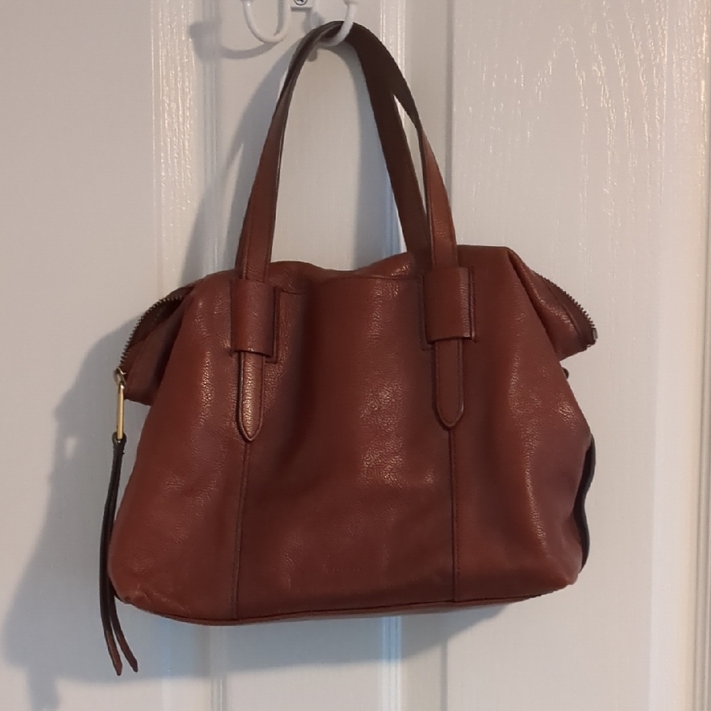 Fossil Brown Leather Tote Crossbody Bag